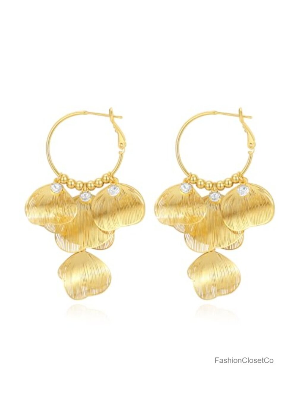 18K Gold Plated Cubic Zirconia Leaf Drop Earrings Statement